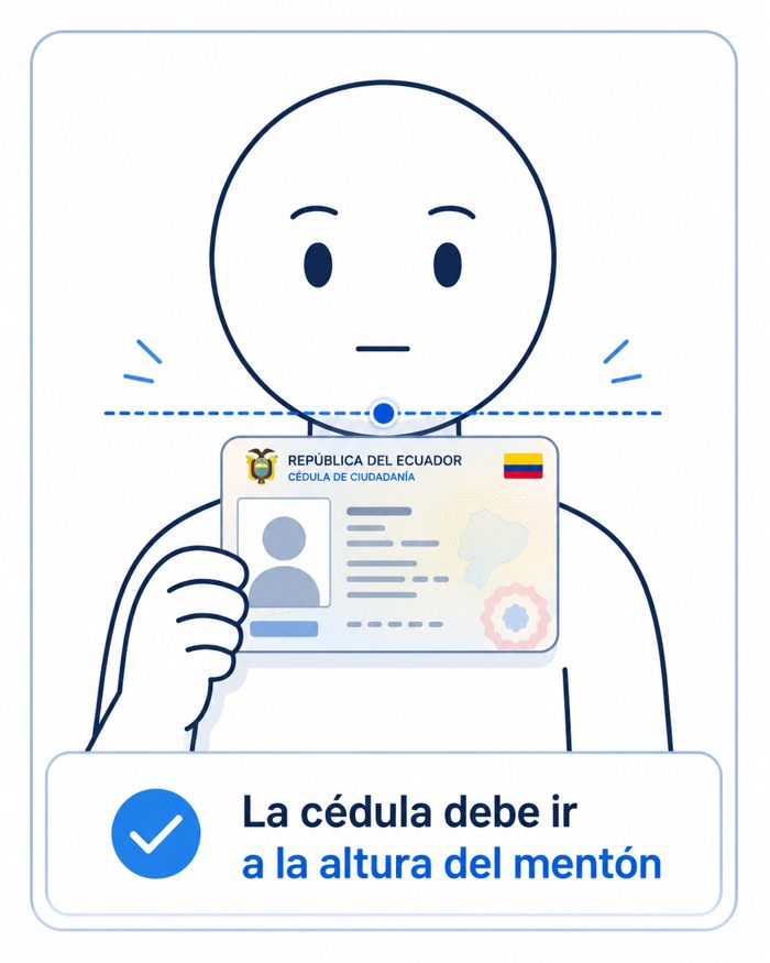 Guía: la cédula debe ir a la altura del mentón en la selfie